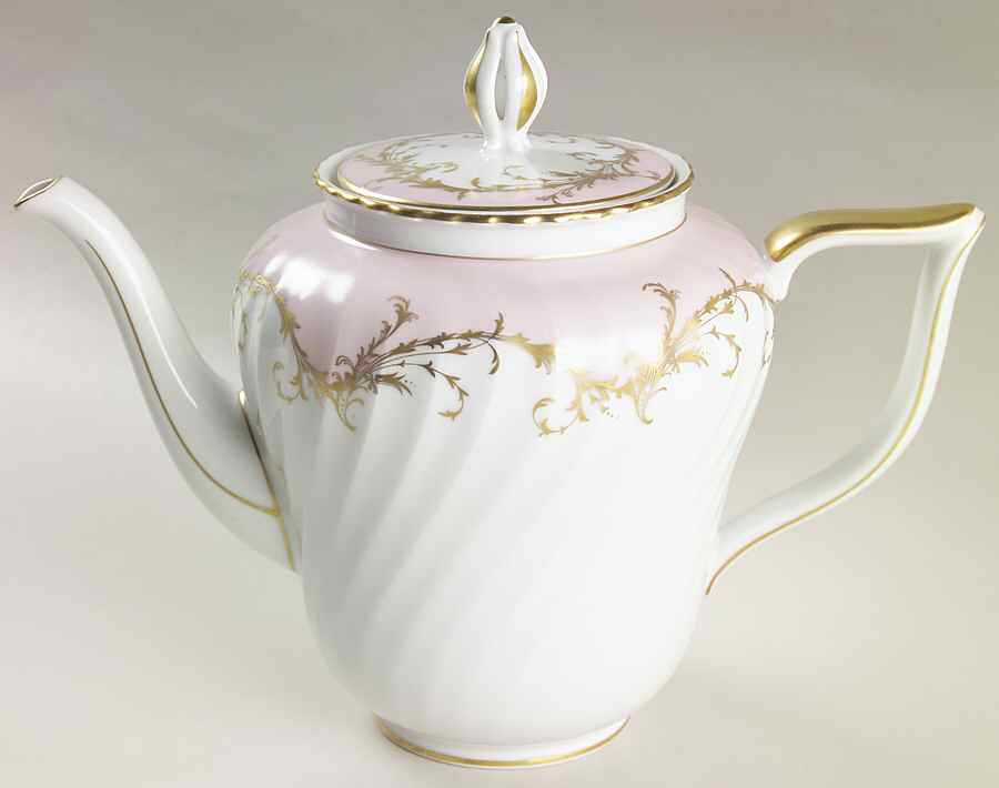 Elegance Rose (Pink, Gold Trim) Teapot & Lid by Royal Tettau-1