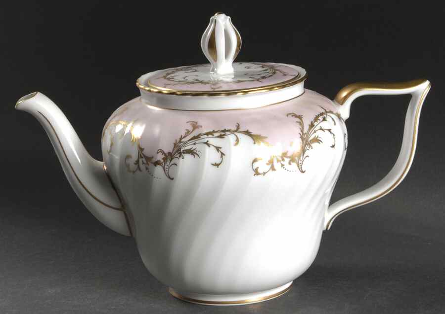Elegance Rose (Pink, Gold Trim) Teapot & Lid by Royal Tettau-1