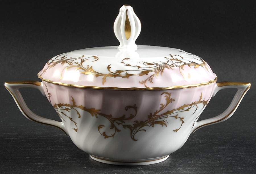 Elegance Rose (Pink, Gold Trim) Sugar Bowl & Lid by Royal Tettau-1