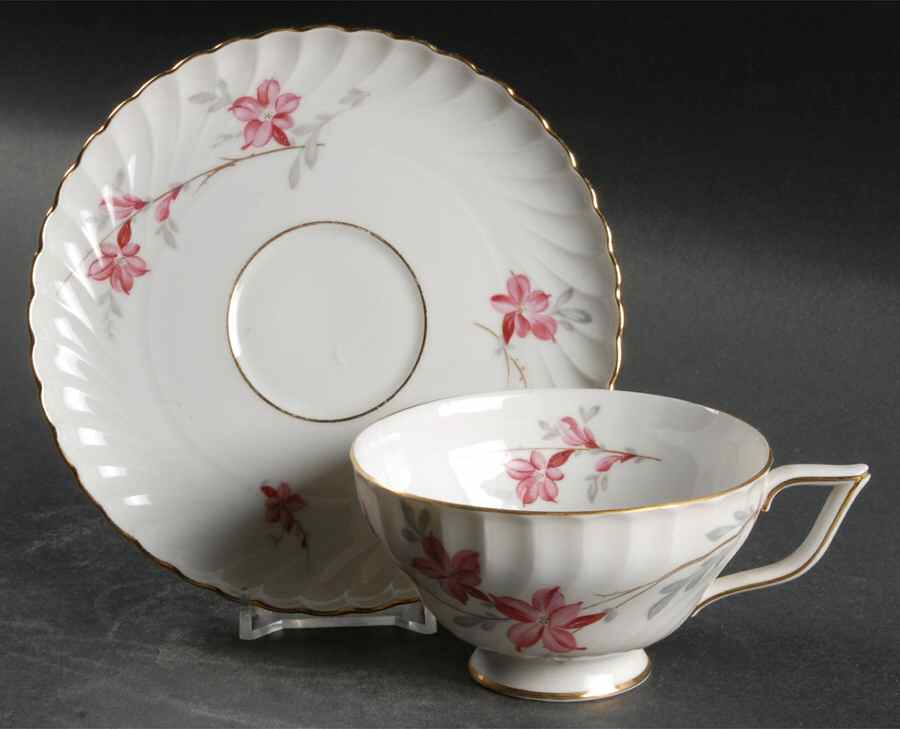 Fantasy (Gold Trim) Footed Cup & Saucer Set by Royal Tettau-1