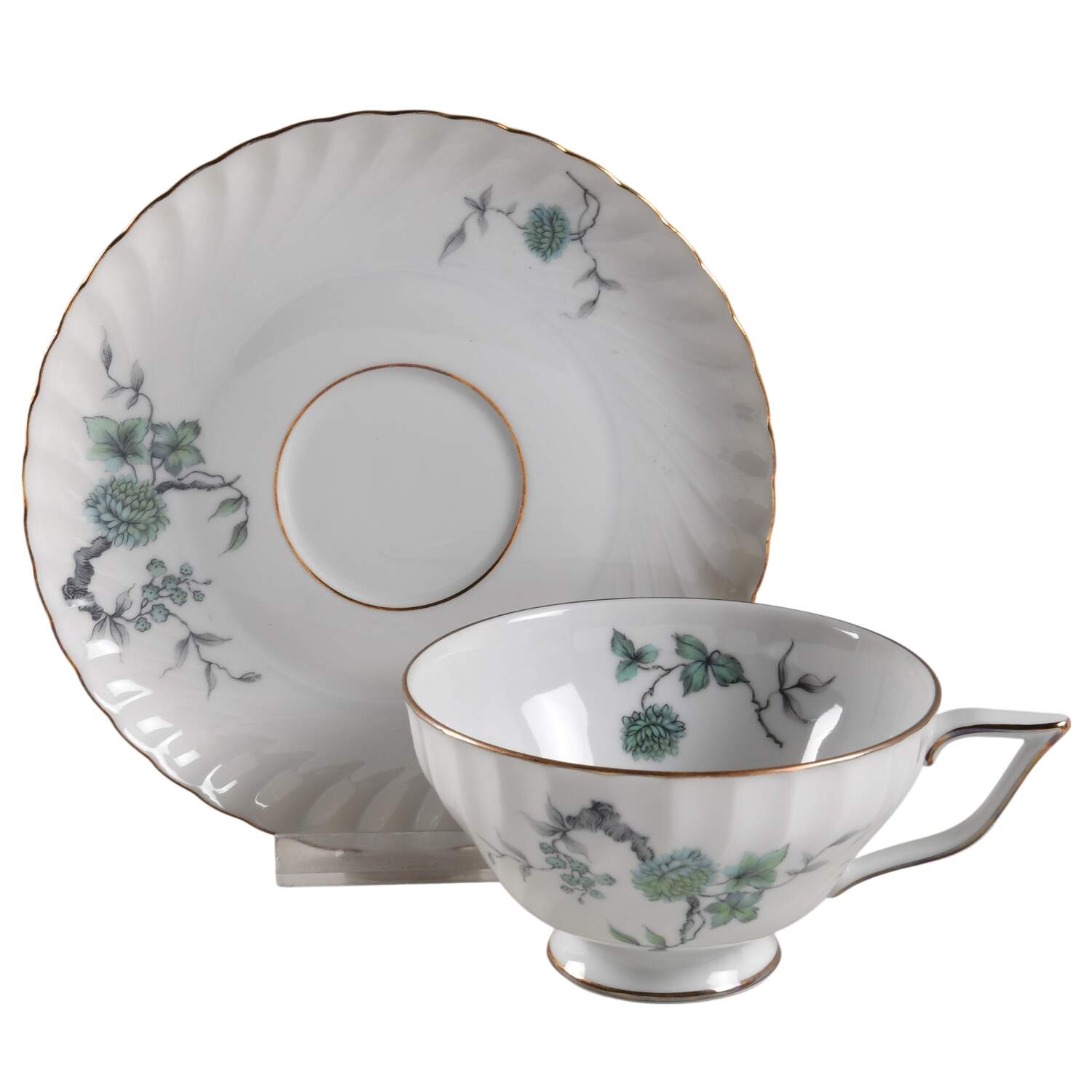 Flower Song Footed Cup & Saucer Set by Royal Tettau-1