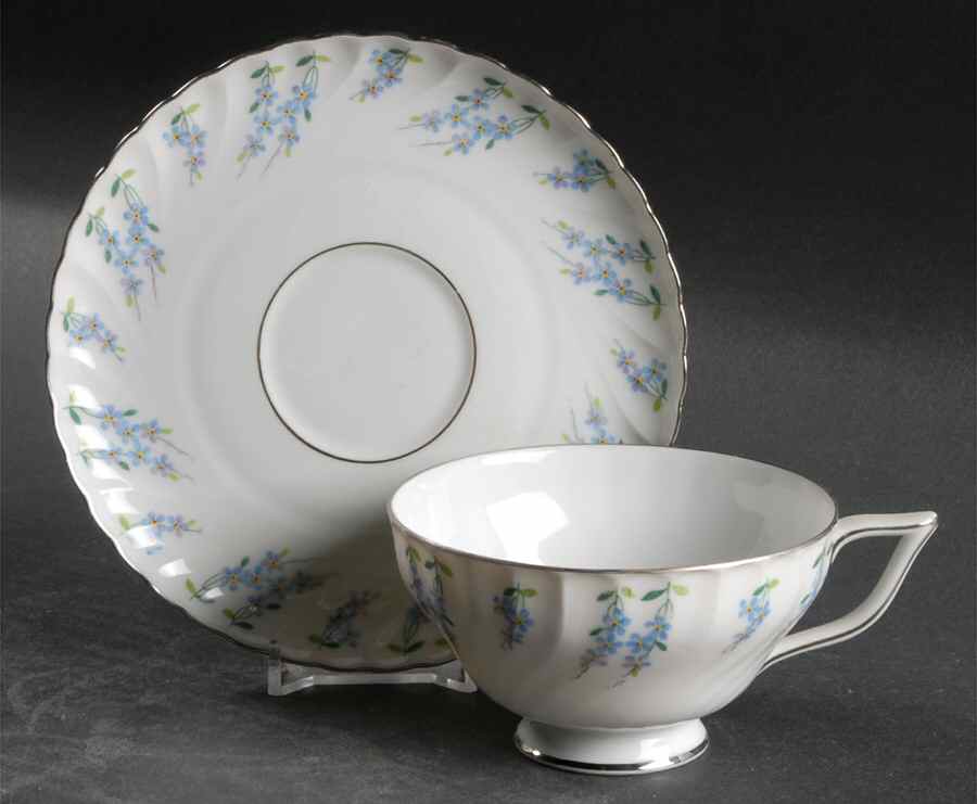 Forget Me Not Footed Cup & Saucer Set by Royal Tettau-1