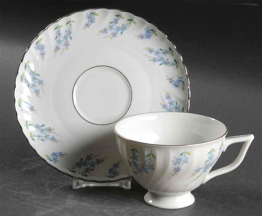 Forget Me Not Footed Cup & Saucer Set by Royal Tettau-1