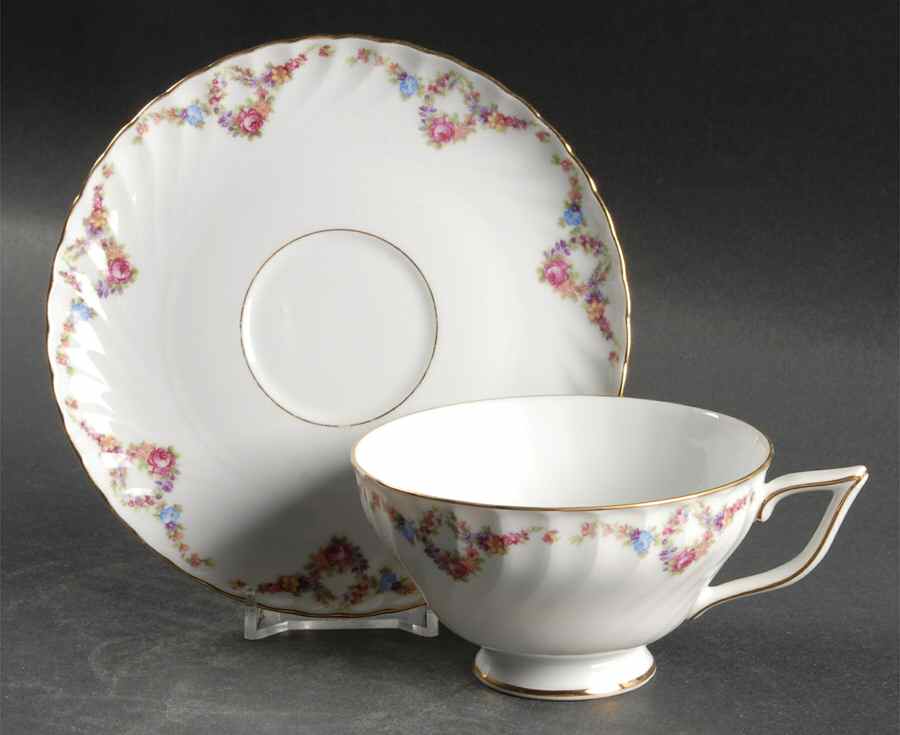 Garland Footed Cup & Saucer Set by Royal Tettau-1