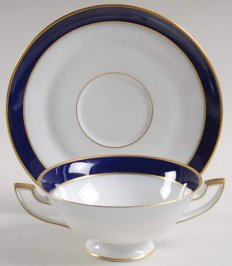 Grandeur Footed Cream Soup Bowl & Saucer Set by Royal Tettau-1