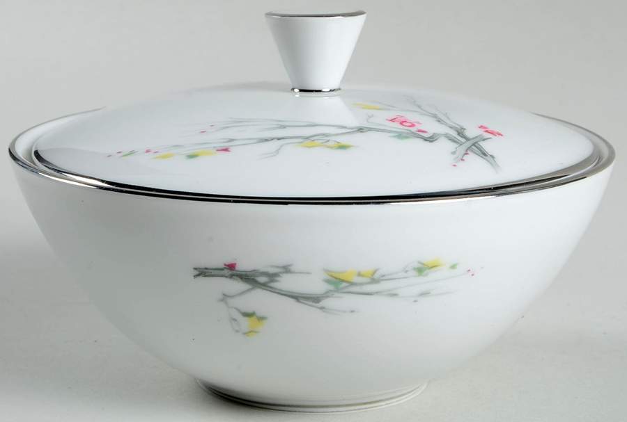 Gray Bark (Platinum Trim) Sugar Bowl & Lid by Royal Tettau-1