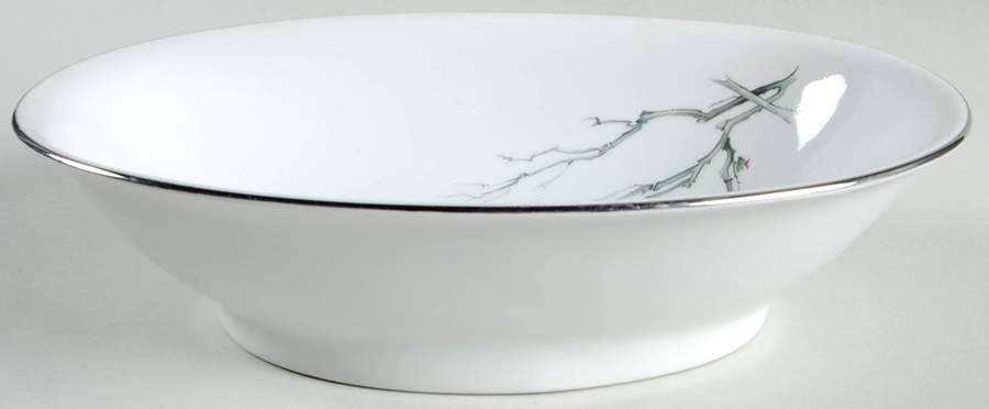 Gray Bark (Platinum Trim) 9" Oval Vegetable Bowl by Royal Tettau-1