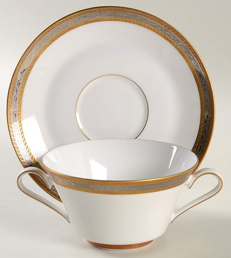 Kingsmere Footed Cream Soup Bowl & Saucer Set by Royal Tettau-1