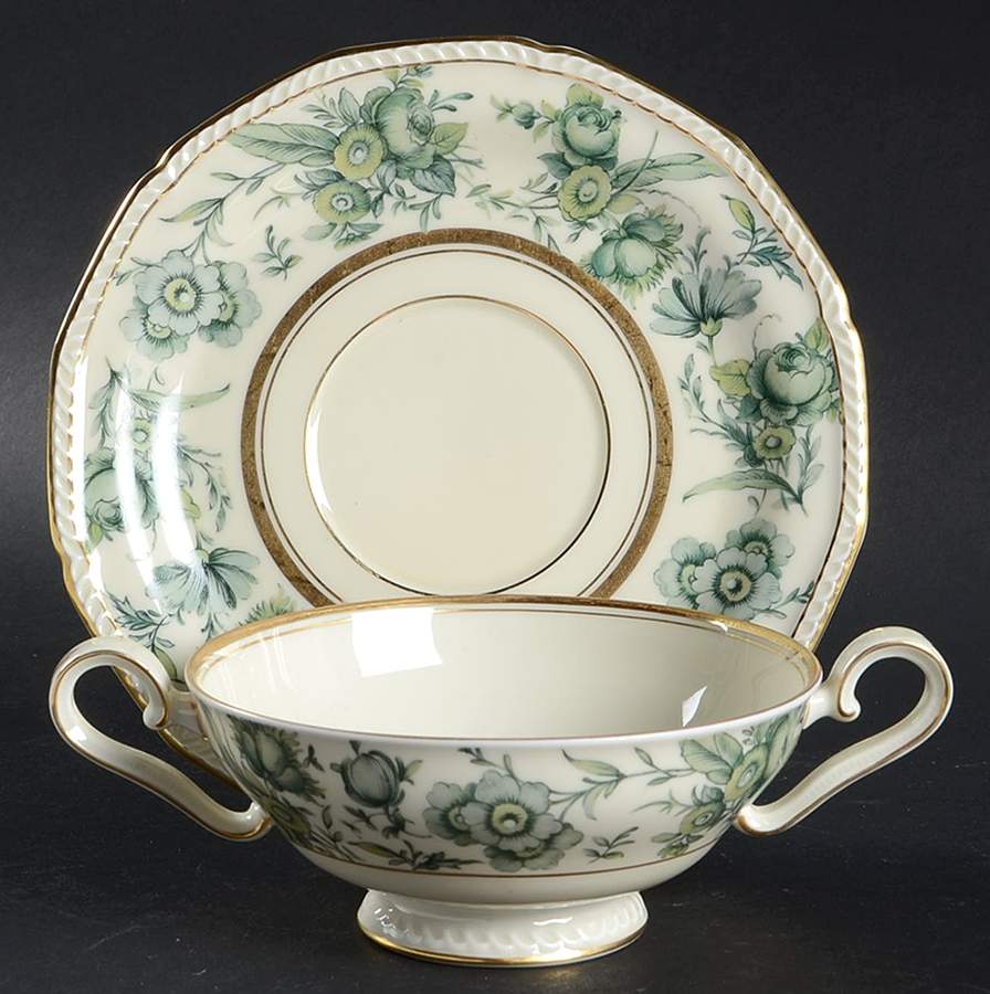 Mannheim Footed Cream Soup Bowl & Saucer Set by Royal Tettau-1