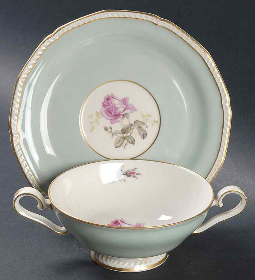 Melrose Footed Cream Soup Bowl & Saucer Set by Royal Tettau-1