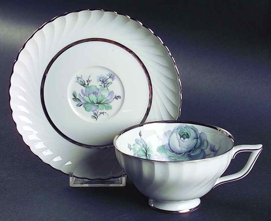 Moonglow Blue Footed Cup & Saucer Set by Royal Tettau-1