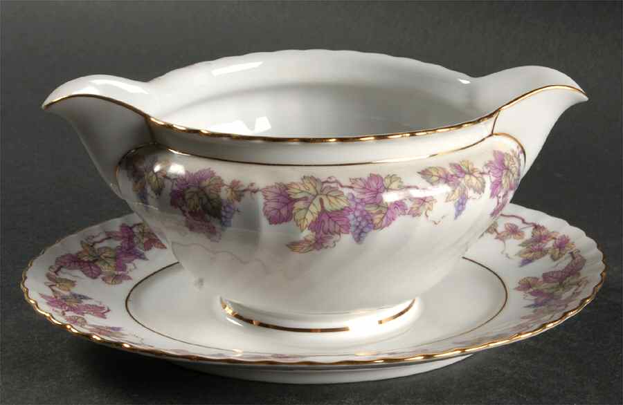 Pink Champagne Gravy Boat with Attached Underplate by Royal Tettau-1