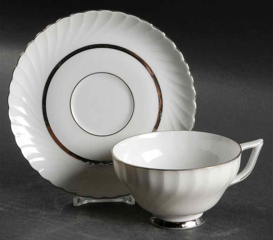 Platina Footed Cup & Saucer Set by Royal Tettau-1