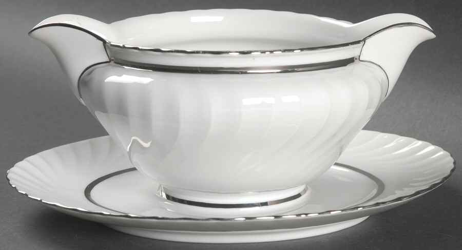 Platina Gravy Boat with Attached Underplate by Royal Tettau-1