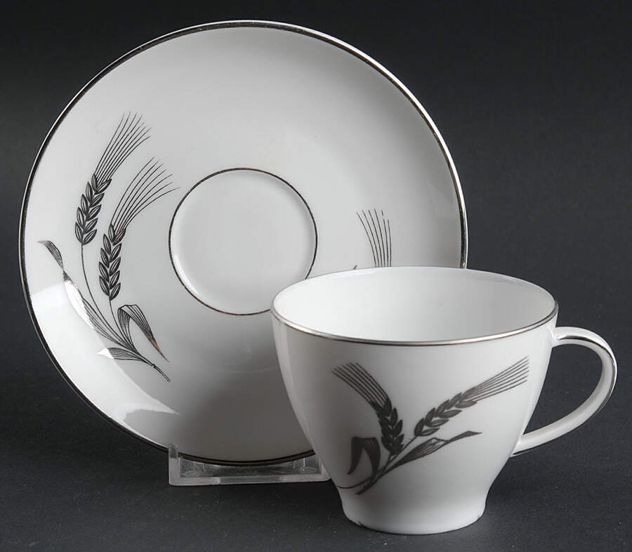 Platinum Wheat Flat Cup & Saucer Set by Royal Tettau-1