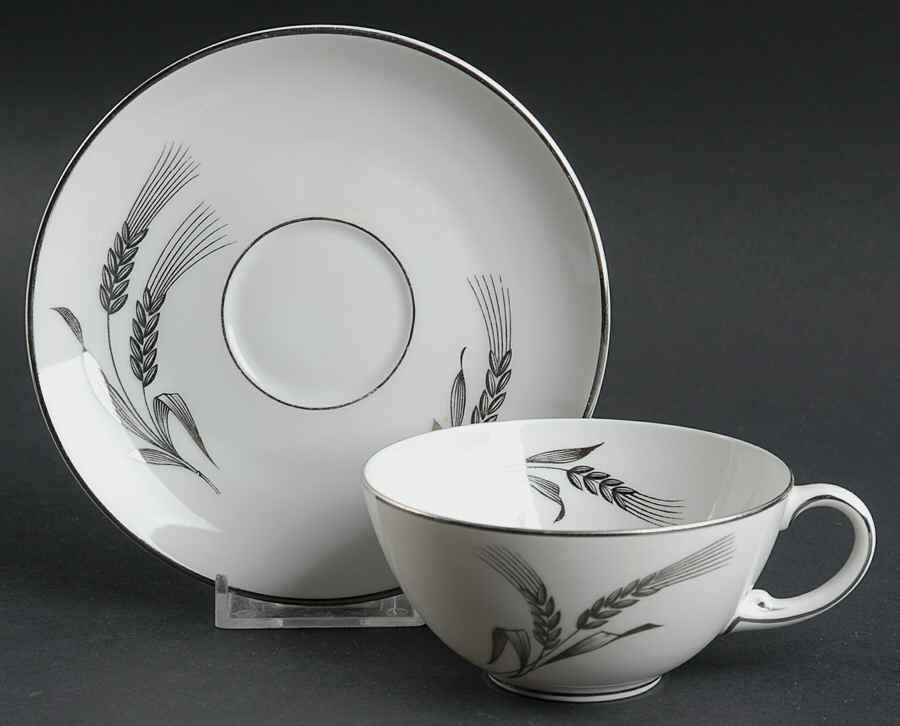 Platinum Wheat Flat Cup & Saucer Set by Royal Tettau-1