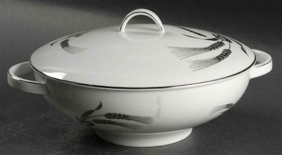 Platinum Wheat Round Covered Vegetable by Royal Tettau-1