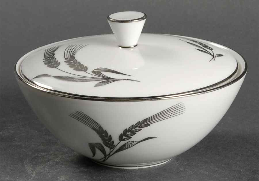 Platinum Wheat Sugar Bowl & Lid by Royal Tettau-1