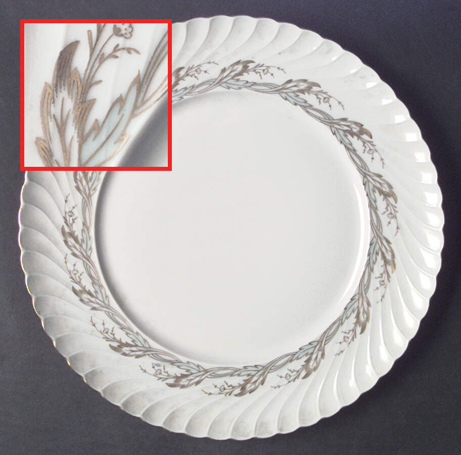 Princess Blue Green (Gold Trim) Dinner Plate by Royal Tettau-1