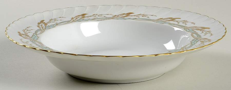 Princess Blue Green (Gold Trim) Rim Soup Bowl by Royal Tettau-1