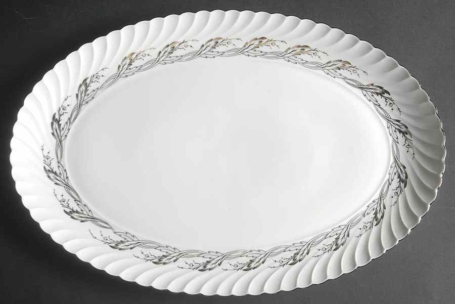 Princess Pearl Grey 15" Oval Serving Platter by Royal Tettau-1