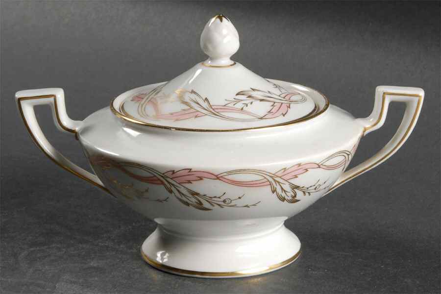 Princess Rose and Gold Sugar Bowl & Lid by Royal Tettau-1