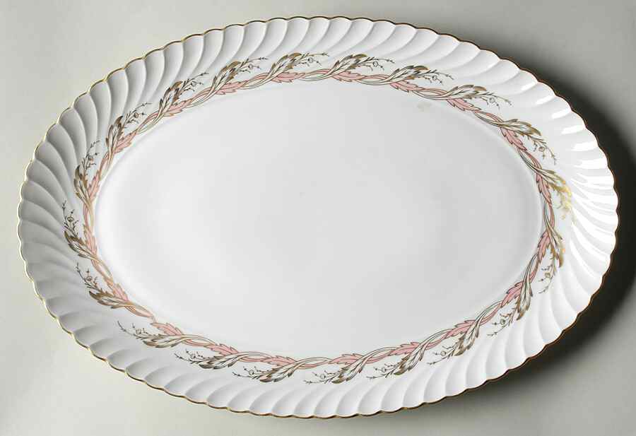 Princess Rose and Gold 15" Oval Serving Platter by Royal Tettau-1