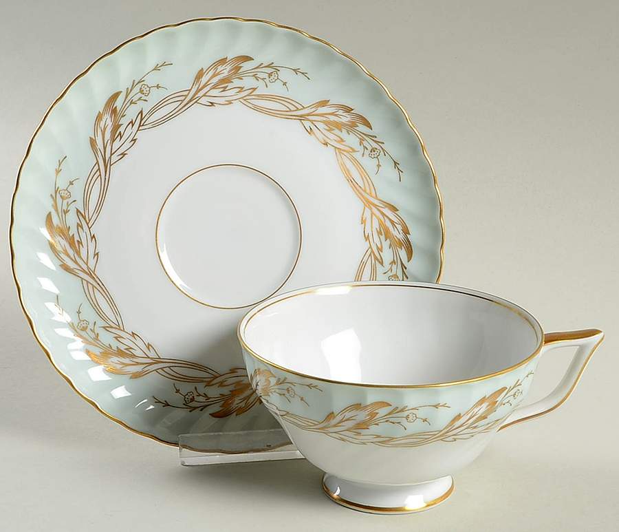 Regal Green Footed Cup & Saucer Set by Royal Tettau-1