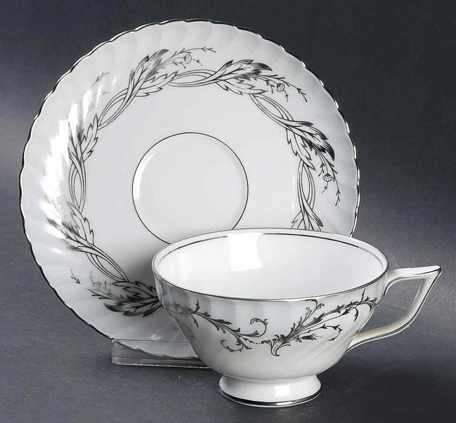 Regal Pearl Grey Footed Cup & Saucer Set by Royal Tettau-1