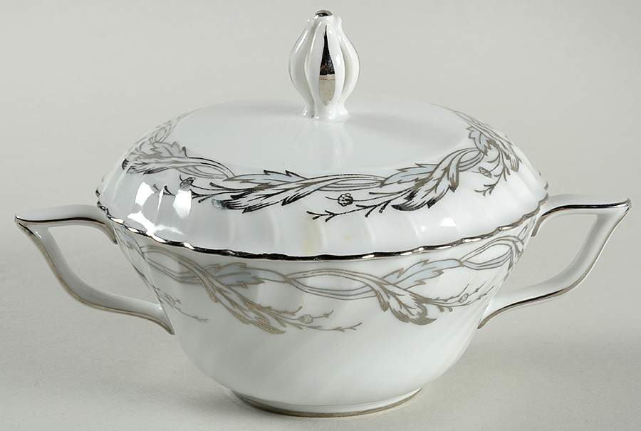 Regal Pearl Grey Sugar Bowl & Lid by Royal Tettau-1