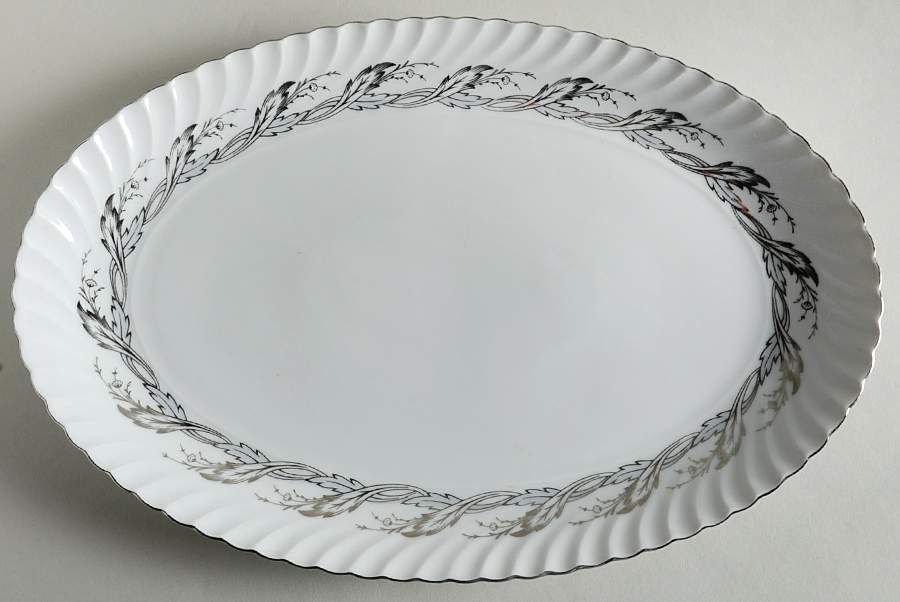 Regal Pearl Grey 13" Oval Serving Platter by Royal Tettau-1