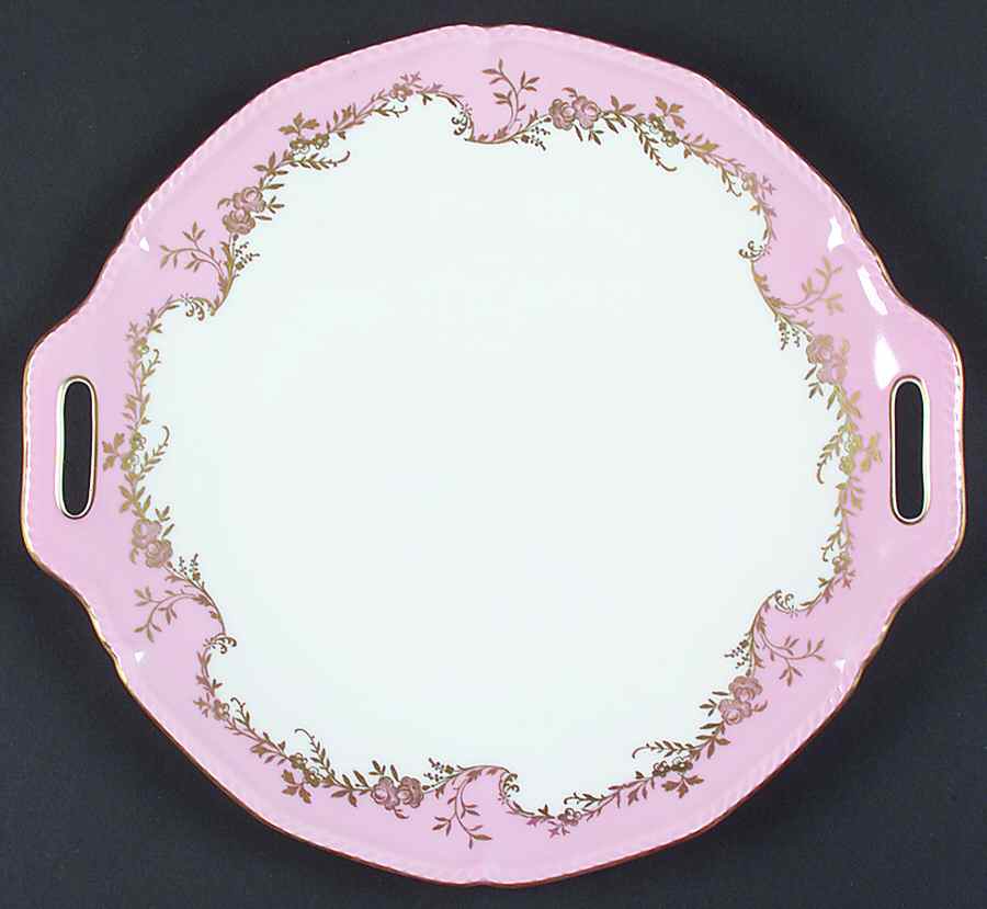 Regency Pink Handled Cake Plate by Royal Tettau-1