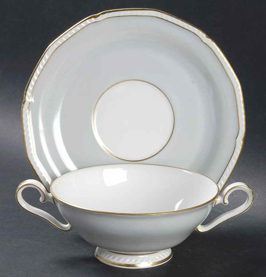 Romance Footed Cream Soup Bowl & Saucer Set by Royal Tettau-1
