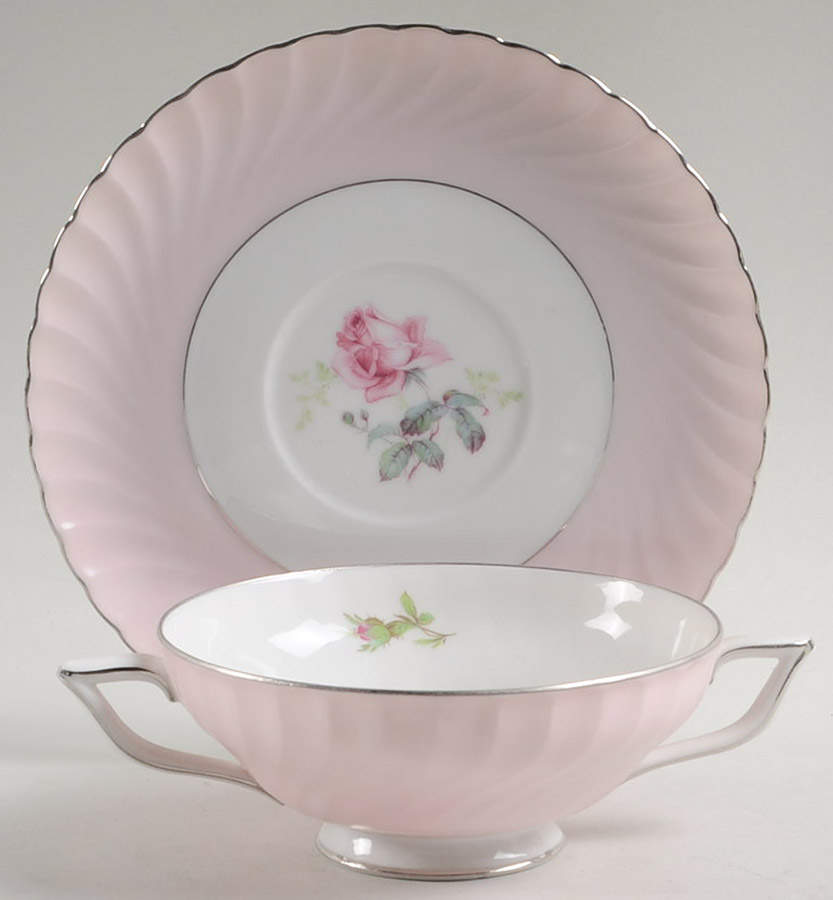 Rosarita Footed Cream Soup Bowl & Saucer Set by Royal Tettau-1