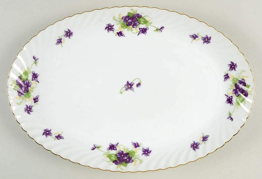 Viola (Gold Trim) 11" Oval Serving Platter by Royal Tettau-1