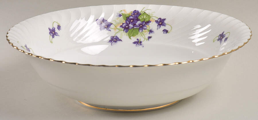 Viola (Gold Trim) 9" Round Vegetable Bowl by Royal Tettau-1