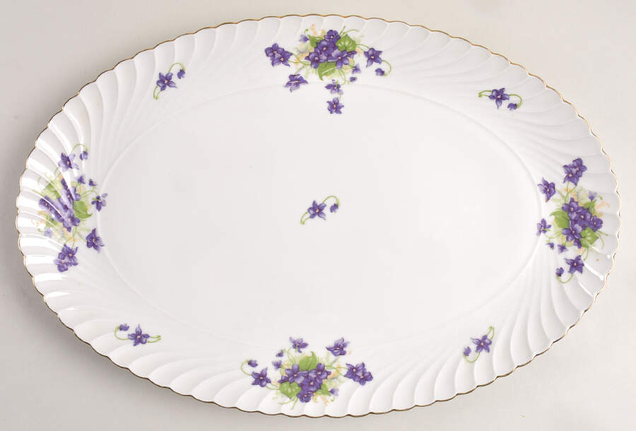 Viola (Gold Trim) 15" Oval Serving Platter by Royal Tettau-1