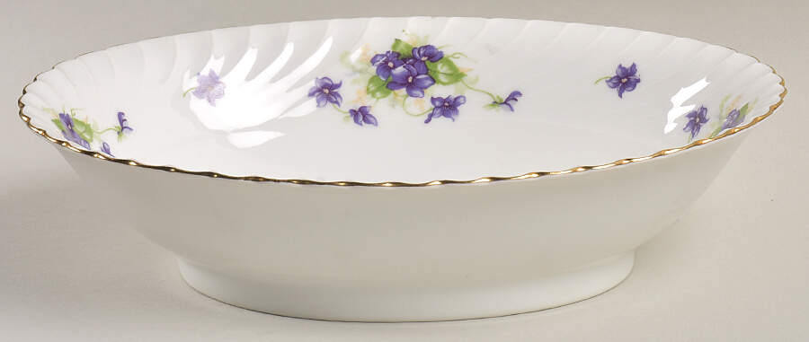 Viola (Gold Trim) 9" Oval Vegetable Bowl by Royal Tettau-1