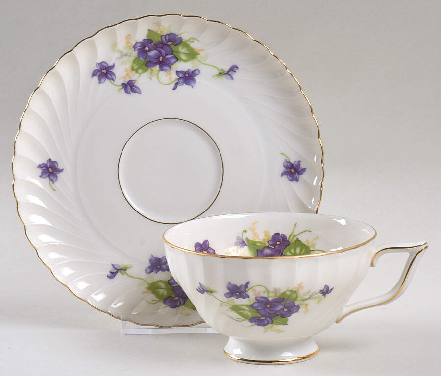 Viola (Gold Trim) Footed Cup & Saucer Set by Royal Tettau-1