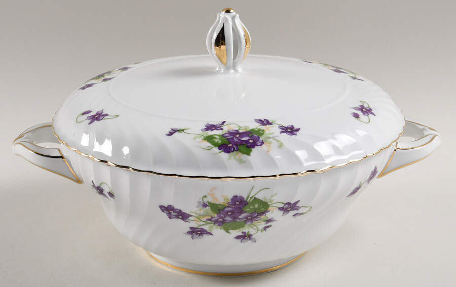 Viola (Gold Trim) Round Covered Vegetable by Royal Tettau-1