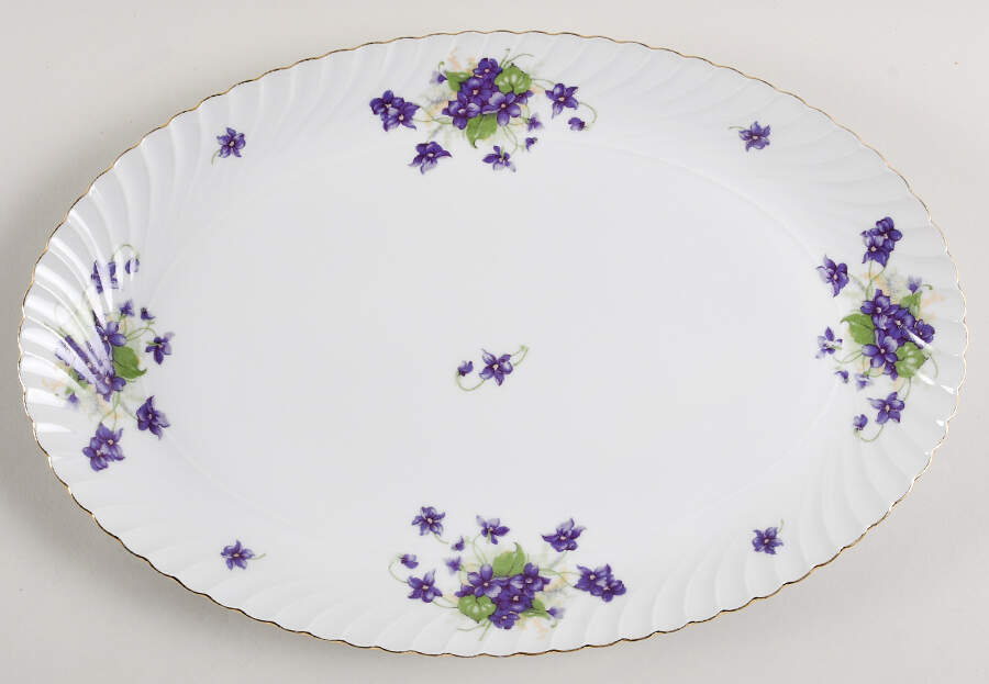 Viola (Gold Trim) 13" Oval Serving Platter by Royal Tettau-1