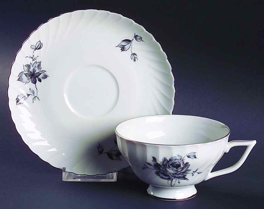 Ebony Rose Footed Cup & Saucer Set by Belkraft-1