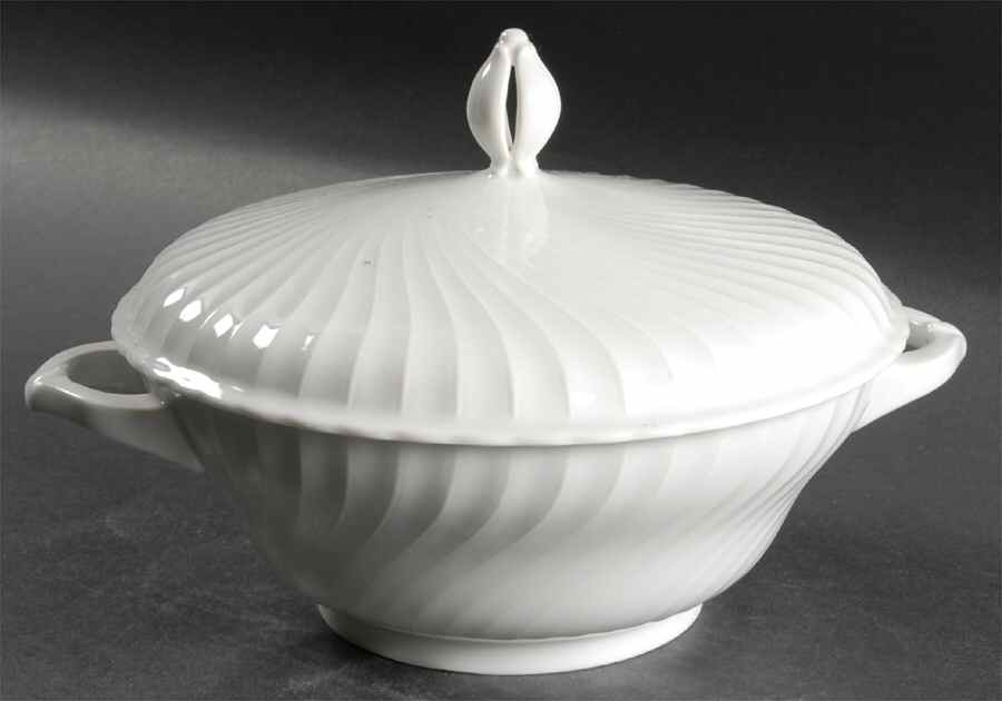 Simplicity White Round Covered Vegetable by Royal Tettau-1