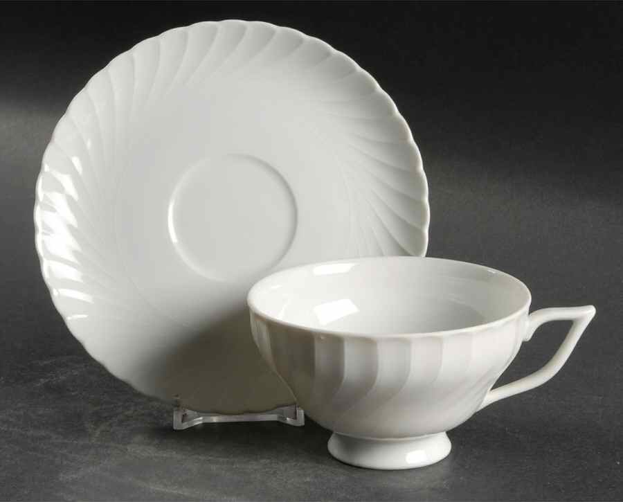 Simplicity White Footed Cup & Saucer Set by Royal Tettau-1