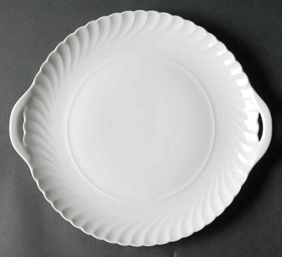 Simplicity White Handled Cake Plate by Royal Tettau-1