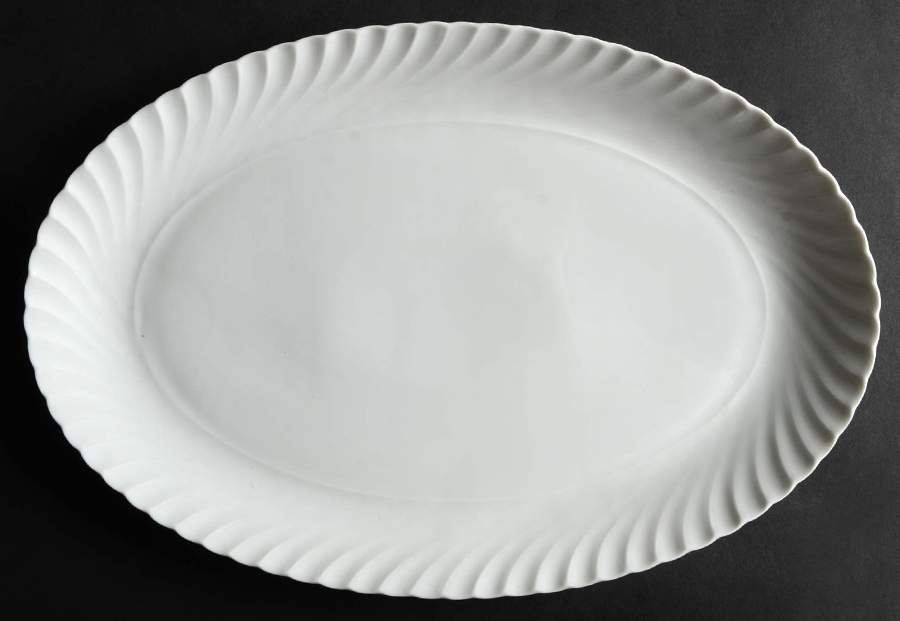 Simplicity White 14" Oval Serving Platter by Royal Tettau-1