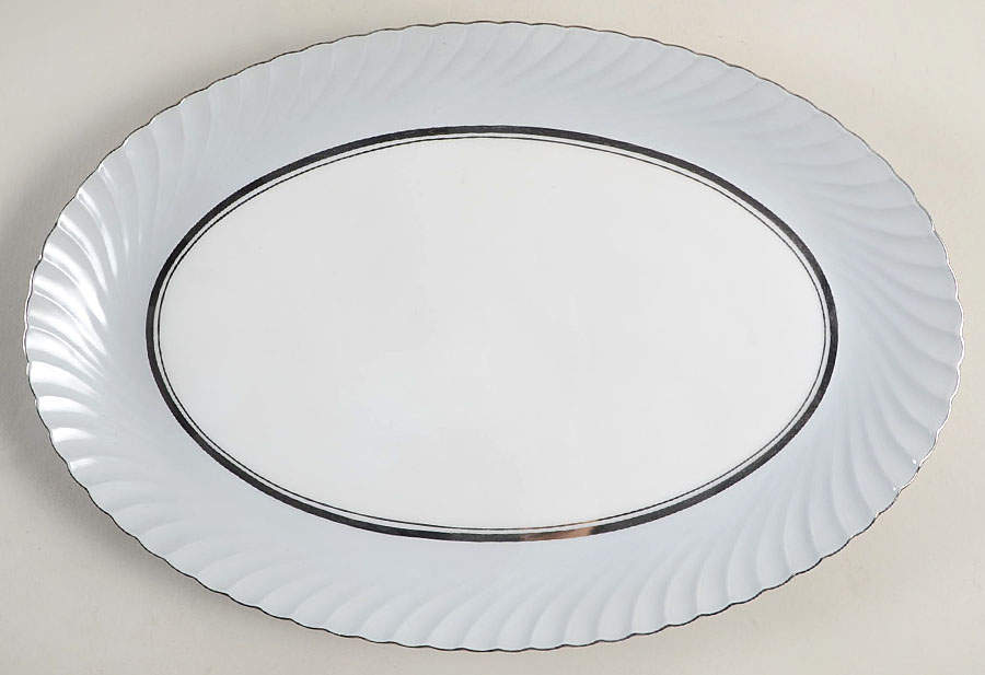 South Wind Pearl Grey 13" Oval Serving Platter by Royal Tettau-1