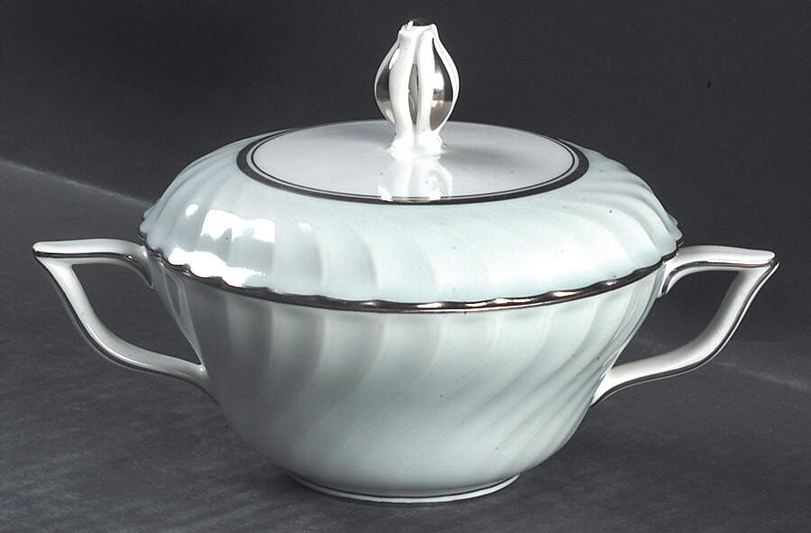 South Wind Grey Green Sugar Bowl & Lid by Royal Tettau-1