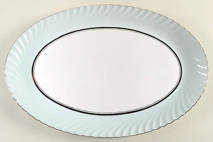 South Wind Grey Green 13" Oval Serving Platter by Royal Tettau-1