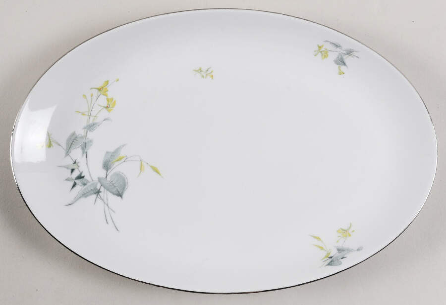 Spring Bouquet (Platinum) 11" Oval Serving Platter by Royal Tettau-1